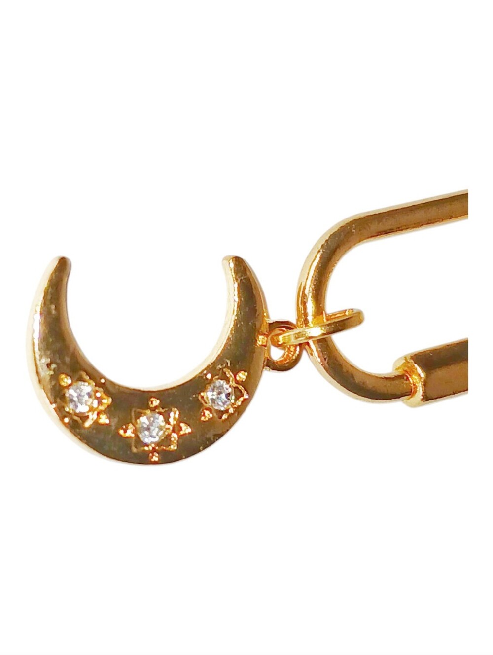 Gold Caribiner Pendant Necklace Star Stud Earrings Mod 60s Astro Core Y2k Core - Picture 10 of 16